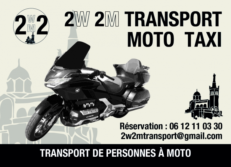 Flyer de presentation 2W 2M TRANSPORT moto taxi sur Marseille
